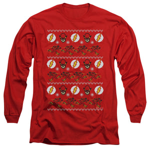 AN OFFCIALLY LICENSED DC FLASH THE FLASH UGLY CHRISTMAS SWEATER 

 MEN'S LONG SLEEVE T-SHIRT RED
