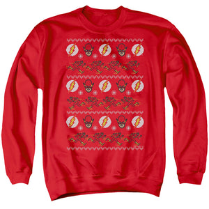AN OFFCIALLY LICENSED DC FLASH THE FLASH UGLY CHRISTMAS SWEATER 

 ADULT UNISEX CREWNECK SWEATSHIRT RED