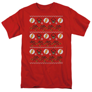 AN OFFCIALLY LICENSED DC FLASH THE FLASH UGLY CHRISTMAS SWEATER 

 MEN'S REGULAR FIT T-SHIRT RED