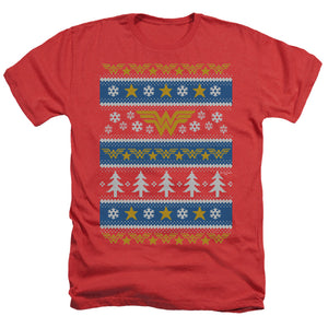 AN OFFCIALLY LICENSED DC WONDER WOMAN WONDER WOMAN CHRISTMAS SWEATER 

 

 MEN'S HEATHER T-SHIRT RED