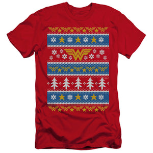 AN OFFCIALLY LICENSED DC WONDER WOMAN WONDER WOMAN CHRISTMAS SWEATER 

 

 MEN'S PREMIUM SLIM FIT T-SHIRT RED