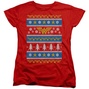 AN OFFCIALLY LICENSED DC WONDER WOMAN WONDER WOMAN CHRISTMAS SWEATER 

 

 WOMEN'S REGULAR FIT T-SHIRT RED