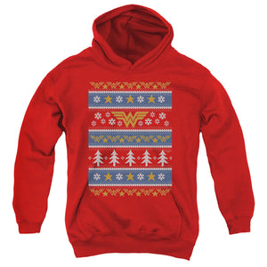 AN OFFCIALLY LICENSED DC WONDER WOMAN WONDER WOMAN CHRISTMAS SWEATER 

 

 YOUTH HOODIE RED