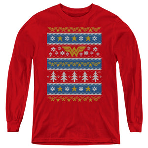 AN OFFCIALLY LICENSED DC WONDER WOMAN WONDER WOMAN CHRISTMAS SWEATER 

 

 YOUTH LONG SLEEVE T-SHIRT RED