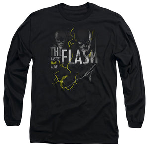 AN OFFCIALLY LICENSED DC FLASH BOLD FLASH MEN'S LONG SLEEVE T-SHIRT BLACK