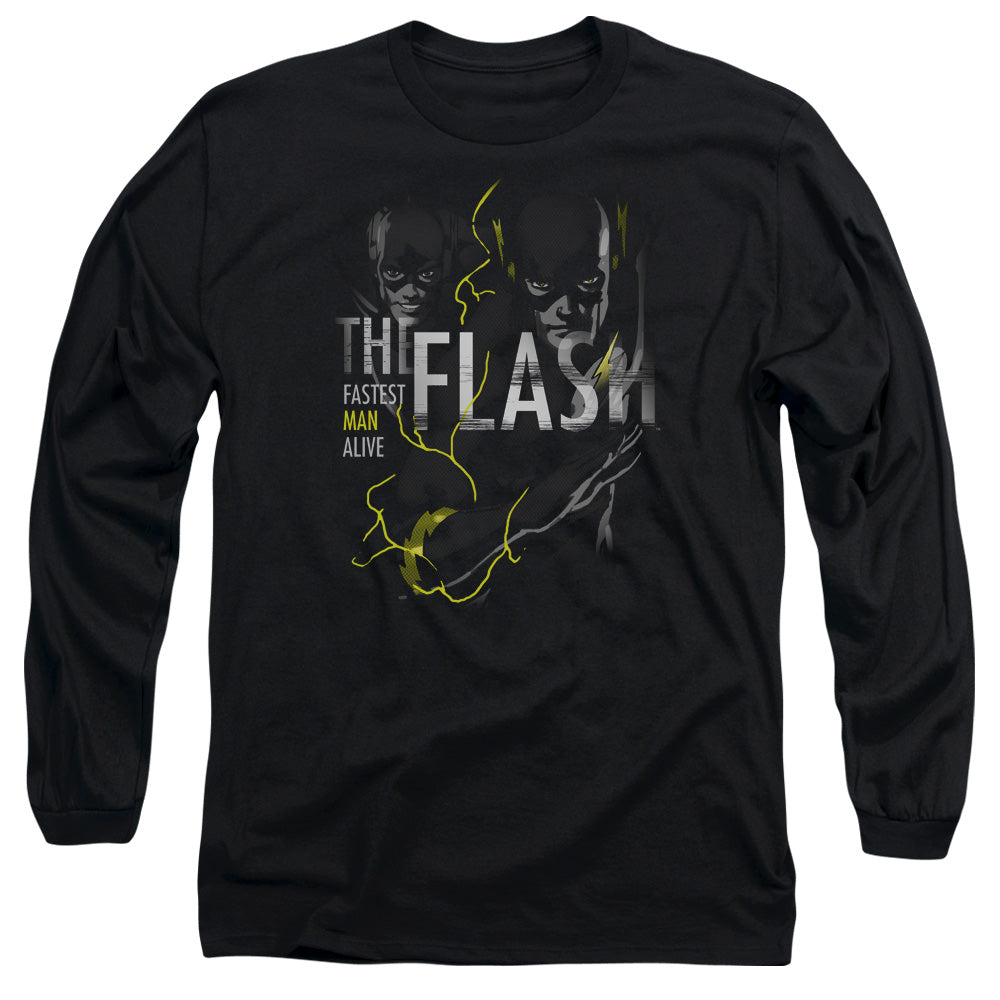 AN OFFCIALLY LICENSED DC FLASH BOLD FLASH MEN'S LONG SLEEVE T-SHIRT BLACK