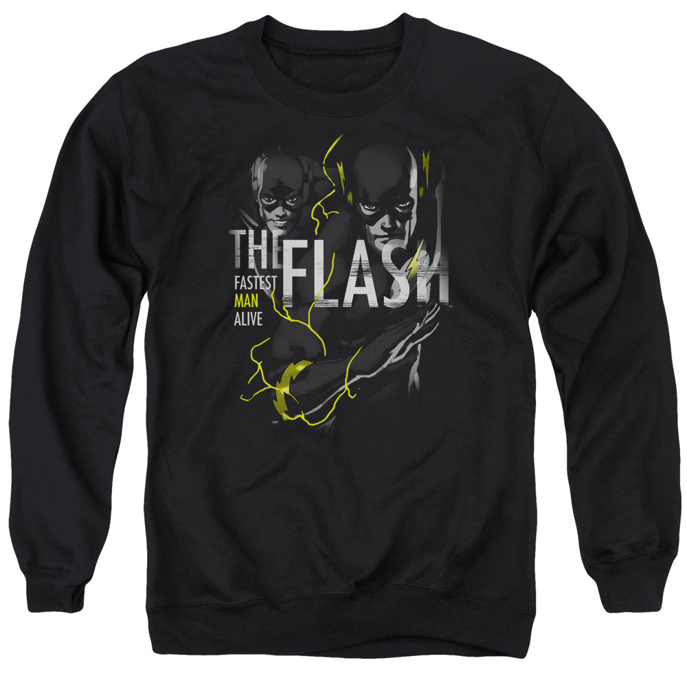 AN OFFCIALLY LICENSED DC FLASH BOLD FLASH ADULT UNISEX CREWNECK SWEATSHIRT BLACK
