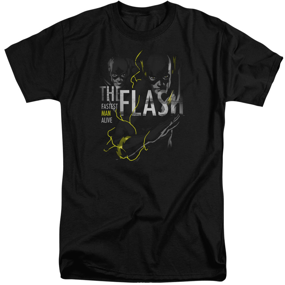AN OFFCIALLY LICENSED DC FLASH BOLD FLASH MEN'S TALL FIT T-SHIRT BLACK