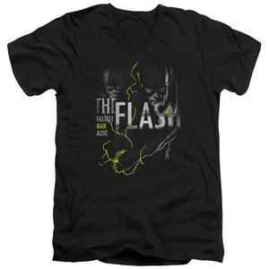 AN OFFCIALLY LICENSED DC FLASH BOLD FLASH MEN'S V-NECK T-SHIRT BLACK