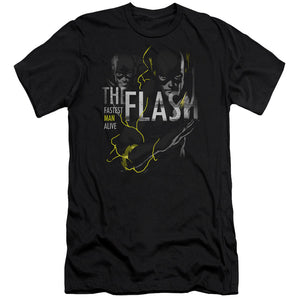 AN OFFCIALLY LICENSED DC FLASH BOLD FLASH MEN'S PREMIUM SLIM FIT T-SHIRT BLACK