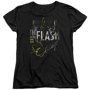 AN OFFCIALLY LICENSED DC FLASH BOLD FLASH WOMEN'S REGULAR FIT T-SHIRT BLACK