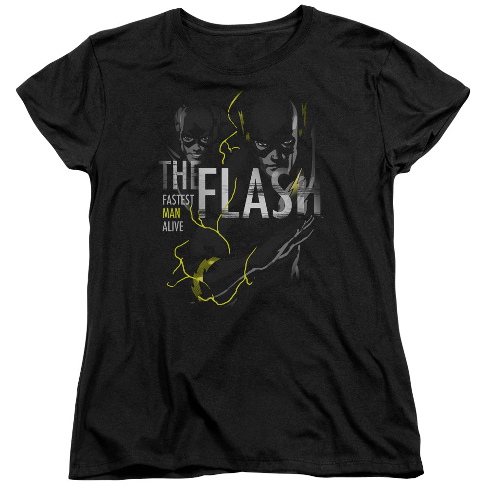 AN OFFCIALLY LICENSED DC FLASH BOLD FLASH WOMEN'S REGULAR FIT T-SHIRT BLACK
