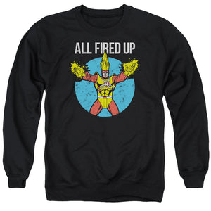 AN OFFCIALLY LICENSED JLA FIRESTORMS PARTY ADULT UNISEX CREWNECK SWEATSHIRT BLACK