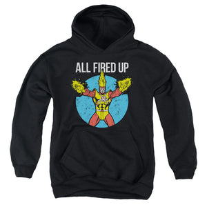 AN OFFCIALLY LICENSED JLA FIRESTORMS PARTY YOUTH HOODIE BLACK