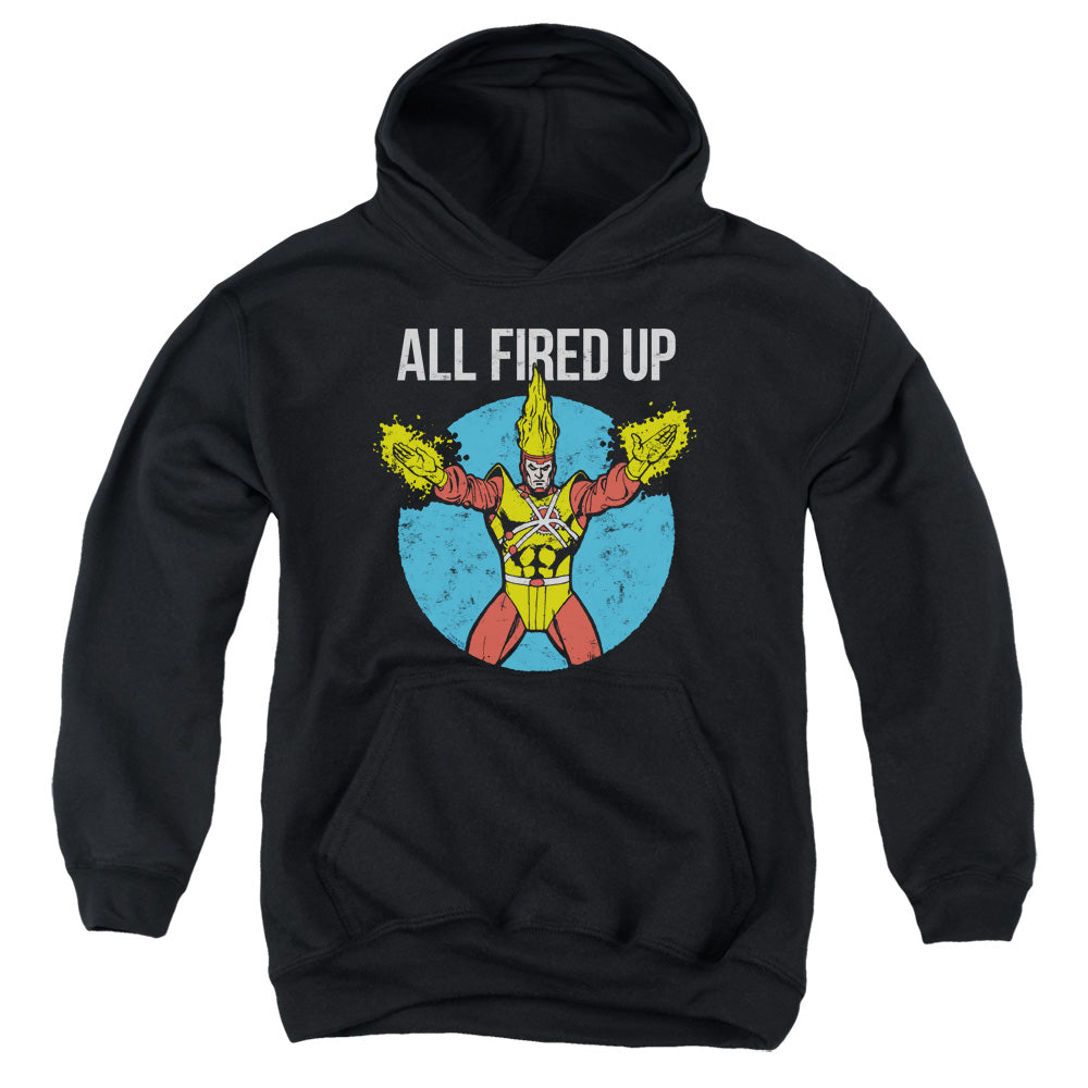 AN OFFCIALLY LICENSED JLA FIRESTORMS PARTY YOUTH HOODIE BLACK