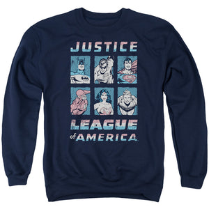 AN OFFCIALLY LICENSED JLA AMERICAN LEAGUE ADULT UNISEX CREWNECK SWEATSHIRT NAVY