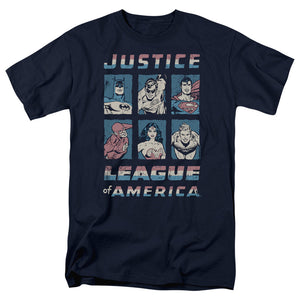 AN OFFCIALLY LICENSED JLA AMERICAN LEAGUE MEN'S REGULAR FIT T-SHIRT NAVY
