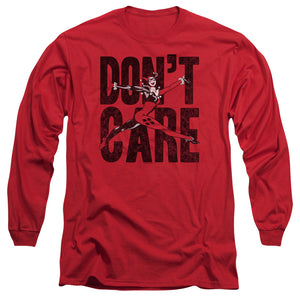 AN OFFCIALLY LICENSED JLA DON’T CARE MEN'S LONG SLEEVE T-SHIRT RED