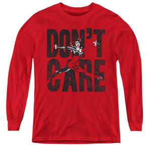 AN OFFCIALLY LICENSED JLA DON’T CARE YOUTH LONG SLEEVE T-SHIRT RED