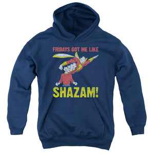 AN OFFCIALLY LICENSED JLA FRIDAYS GOT ME LIKE YOUTH HOODIE NAVY