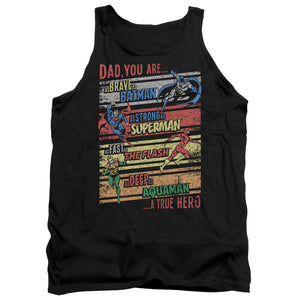 AN OFFCIALLY LICENSED JLA A TRUE HERO ADULT UNISEX TANK TOP BLACK