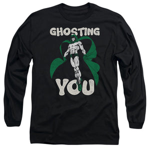 AN OFFCIALLY LICENSED JLA GHOSTING MEN'S LONG SLEEVE T-SHIRT BLACK