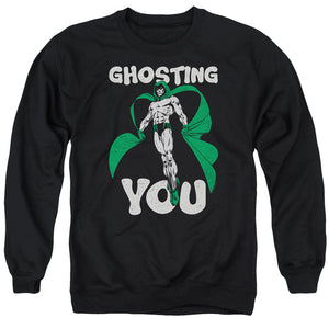 AN OFFCIALLY LICENSED JLA GHOSTING ADULT UNISEX CREWNECK SWEATSHIRT BLACK