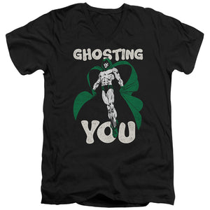 AN OFFCIALLY LICENSED JLA GHOSTING MEN'S V-NECK T-SHIRT BLACK