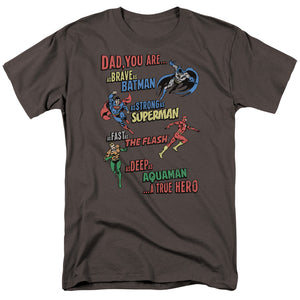 AN OFFCIALLY LICENSED JLA DAD HERO MEN'S REGULAR FIT T-SHIRT CHARCOAL