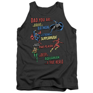 AN OFFCIALLY LICENSED JLA DAD HERO ADULT UNISEX TANK TOP CHARCOAL