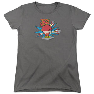 AN OFFCIALLY LICENSED DC FLASH TOO SLOW WOMEN'S REGULAR FIT T-SHIRT CHARCOAL