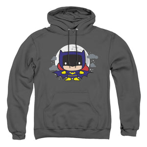 AN OFFCIALLY LICENSED JLA BATGIRL CHIBI ADULT UNISEX PULLOVER HOODIE CHARCOAL