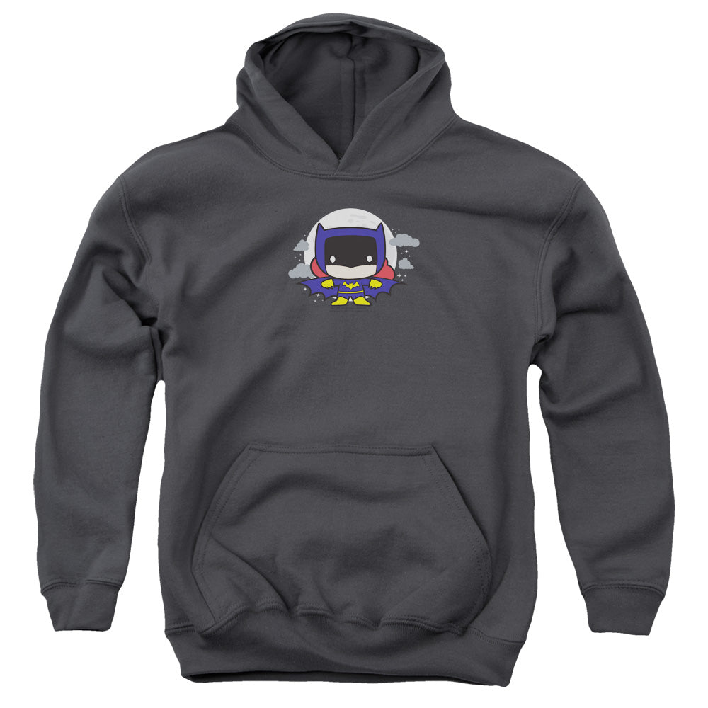 AN OFFCIALLY LICENSED JLA BATGIRL CHIBI YOUTH HOODIE CHARCOAL