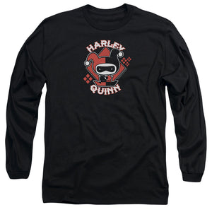 AN OFFCIALLY LICENSED JLA HARLEY CHIBI MEN'S LONG SLEEVE T-SHIRT BLACK