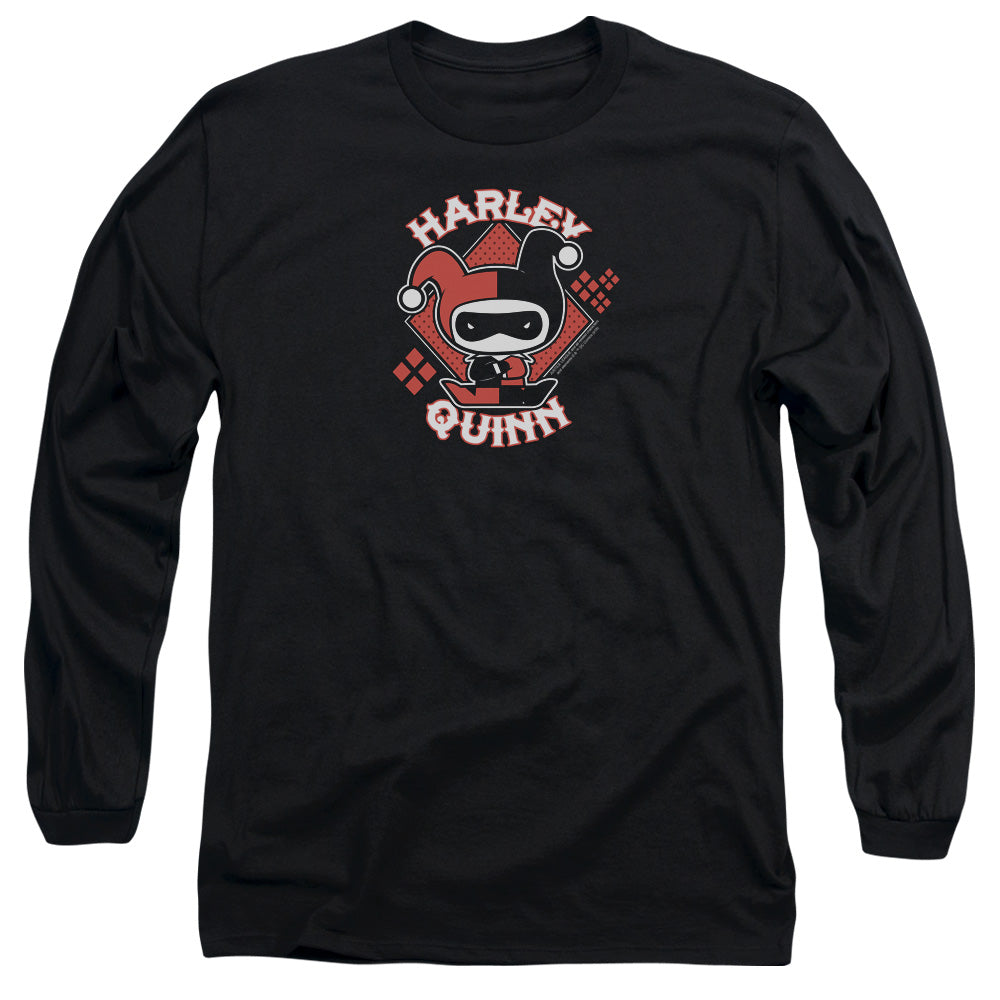 AN OFFCIALLY LICENSED JLA HARLEY CHIBI MEN'S LONG SLEEVE T-SHIRT BLACK