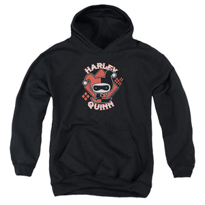 AN OFFCIALLY LICENSED JLA HARLEY CHIBI YOUTH HOODIE BLACK