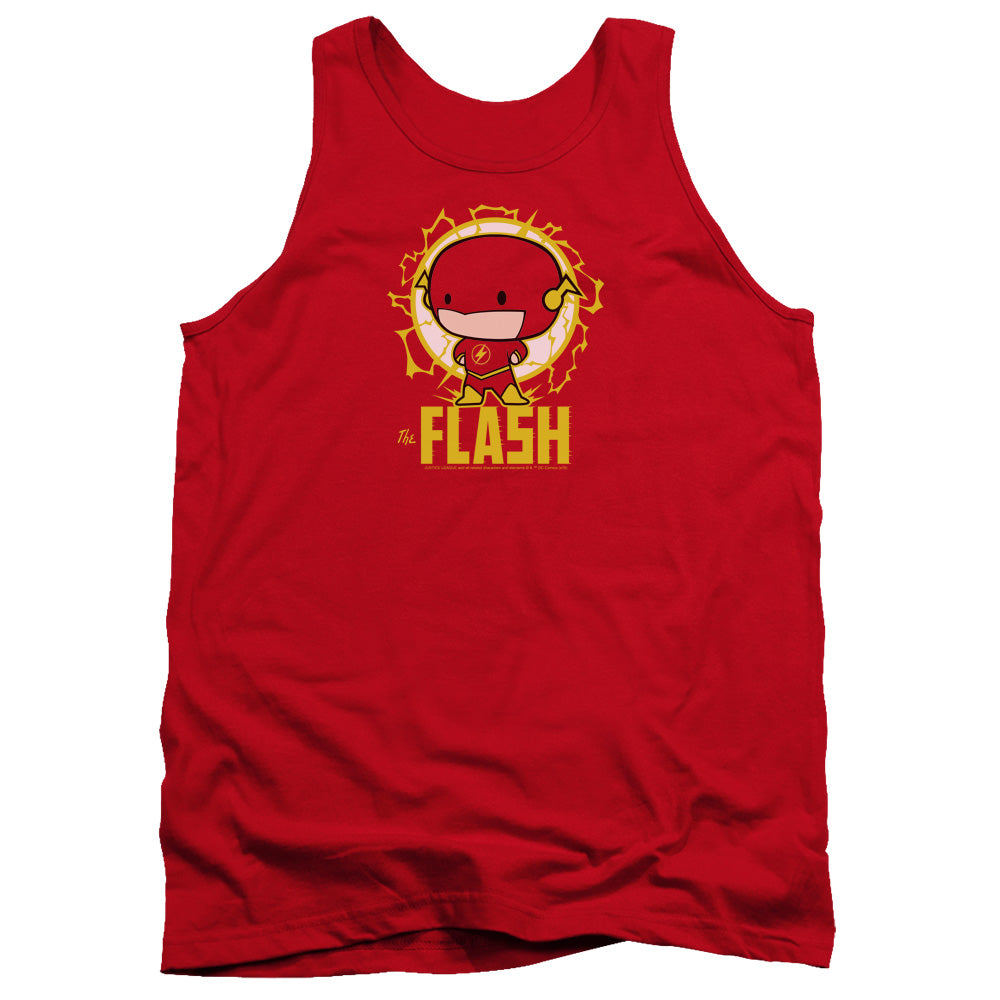 AN OFFCIALLY LICENSED DC FLASH FLASH CHIBI ADULT UNISEX TANK TOP RED