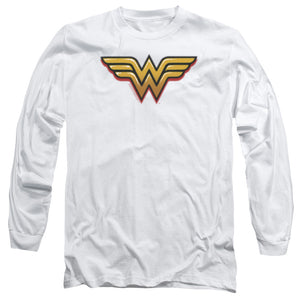 AN OFFCIALLY LICENSED DC WONDER WOMAN AIRBRUSH WW MEN'S LONG SLEEVE T-SHIRT WHITE