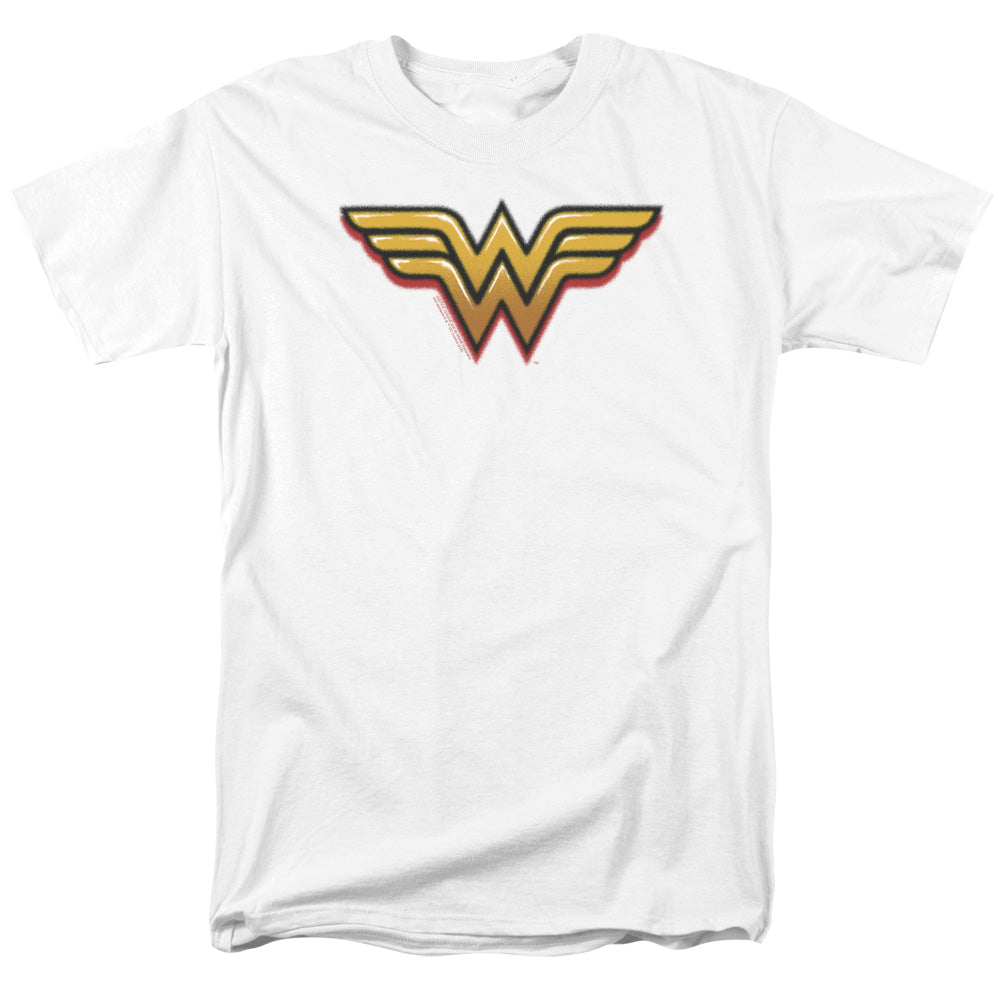 AN OFFCIALLY LICENSED DC WONDER WOMAN AIRBRUSH WW MEN'S REGULAR FIT T-SHIRT WHITE