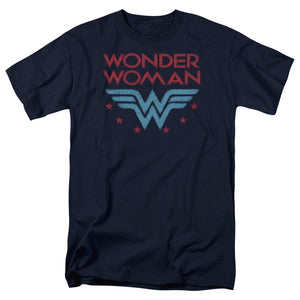 AN OFFCIALLY LICENSED DC WONDER WOMAN WONDER STARS MEN'S REGULAR FIT T-SHIRT NAVY