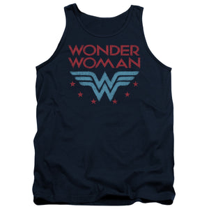 AN OFFCIALLY LICENSED DC WONDER WOMAN WONDER STARS ADULT UNISEX TANK TOP NAVY