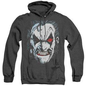 AN OFFCIALLY LICENSED JLA IN LO FACE ADULT UNISEX HEATHER PULLOVER HOODIE BLACK