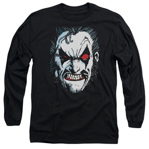 AN OFFCIALLY LICENSED JLA IN LO FACE MEN'S LONG SLEEVE T-SHIRT BLACK