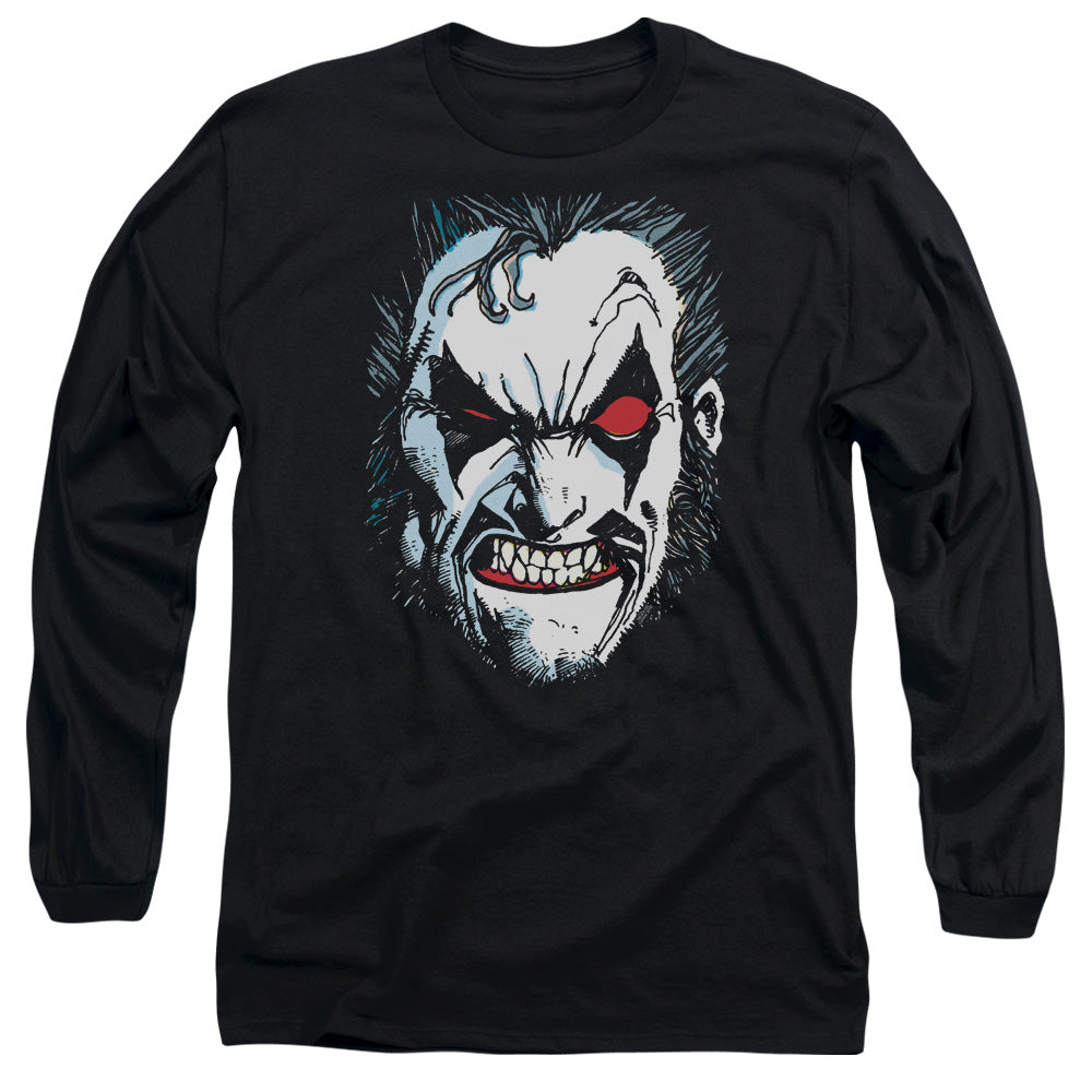 AN OFFCIALLY LICENSED JLA IN LO FACE MEN'S LONG SLEEVE T-SHIRT BLACK