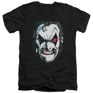 AN OFFCIALLY LICENSED JLA IN LO FACE MEN'S V-NECK T-SHIRT BLACK