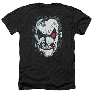 AN OFFCIALLY LICENSED JLA IN LO FACE MEN'S HEATHER T-SHIRT CHARCOAL