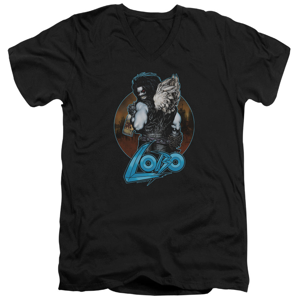 AN OFFCIALLY LICENSED JLA GUT ROT MEN'S V-NECK T-SHIRT BLACK