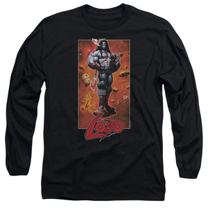 AN OFFCIALLY LICENSED JLA LOBO POSE MEN'S LONG SLEEVE T-SHIRT BLACK
