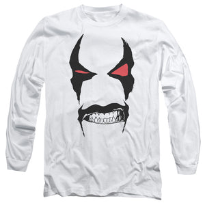AN OFFCIALLY LICENSED JLA LOBO FACE MEN'S LONG SLEEVE T-SHIRT WHITE