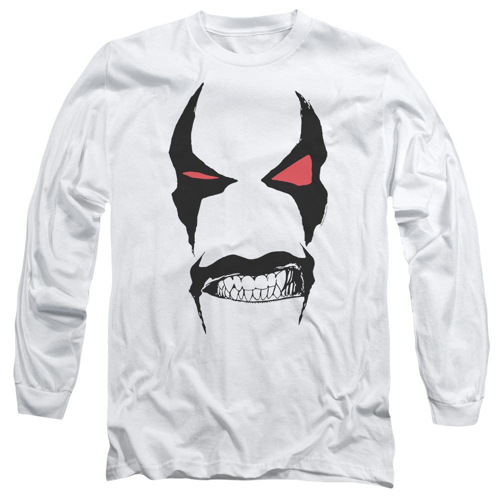AN OFFCIALLY LICENSED JLA LOBO FACE MEN'S LONG SLEEVE T-SHIRT WHITE